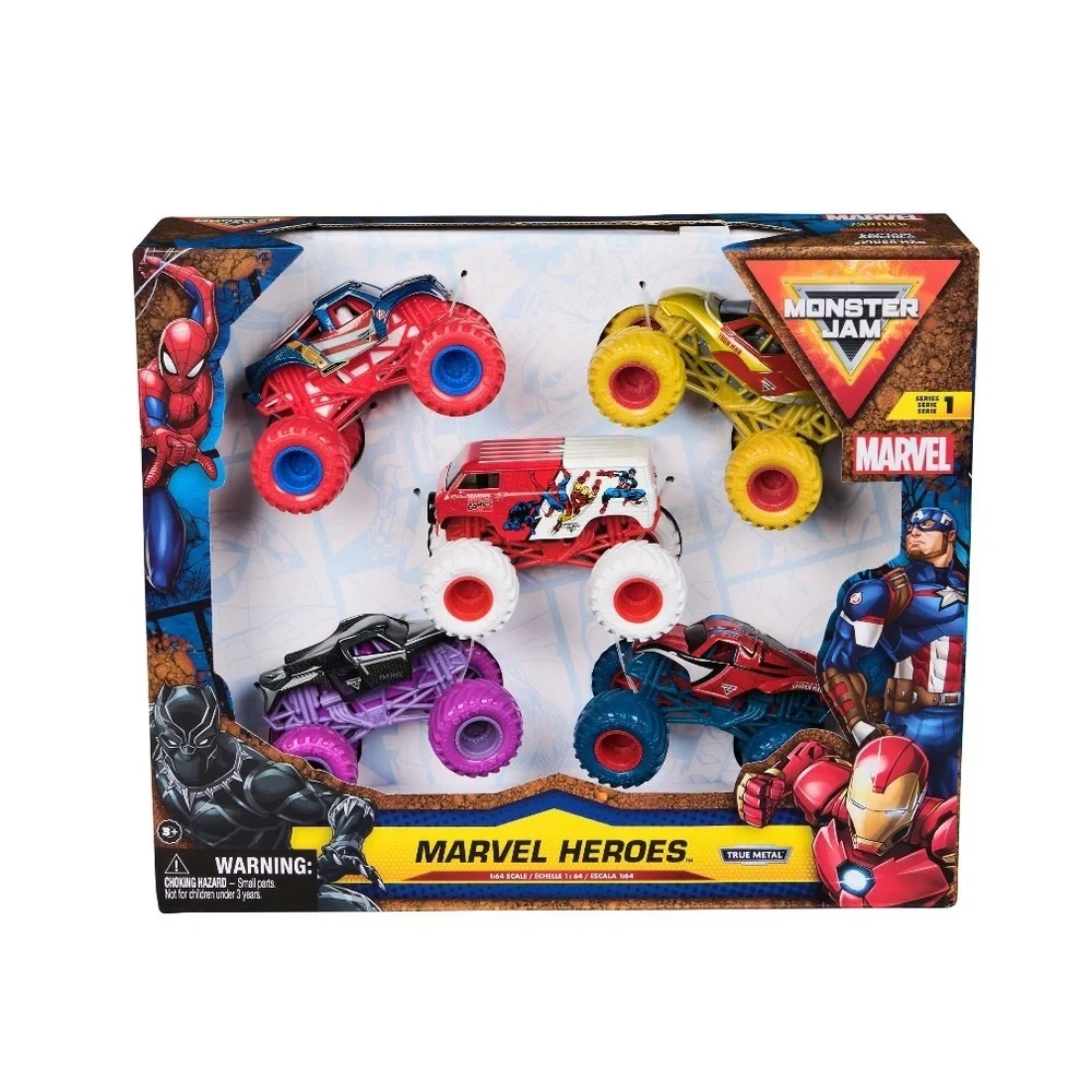 Monster Jam x Marvel Series 1: 5-Pack Marvel Heroes Monster Trucks 1:64 Scale
